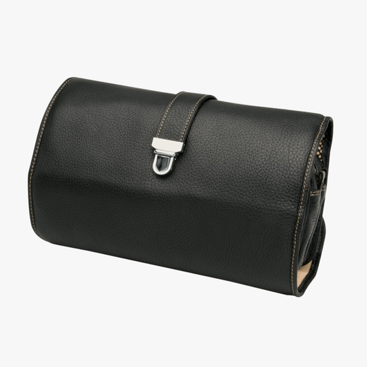 Hänge-Kulturtasche Leder Schwarz